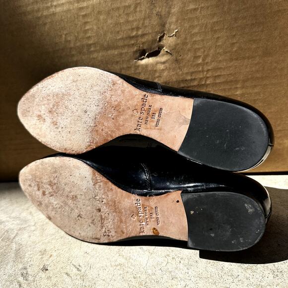 Kate Spade Carmila Leather Oxford Shoes Lace Up Pointed Toe Heels Black 9M - Picture 6 of 6